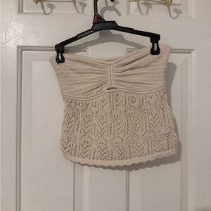 American Eagle Outfitters Cream Knit Crop Top